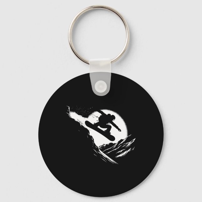 Snowboarder Cliff Snowboarding Snowboard  Keychain (Front)