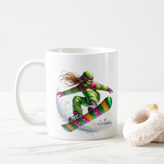 Snowboarder  coffee mug (With Donut)