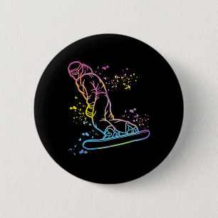 Snowboarder Colorful Snowboard Snowboarding 14  2 Inch Round Button