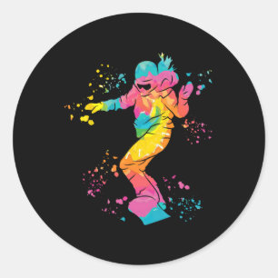 Snowboarder Colorful Snowboard Snowboarding 25  Classic Round Sticker
