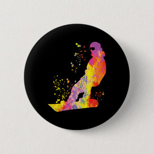 Snowboarder Colorful Snowboard Snowboarding 6  2 Inch Round Button