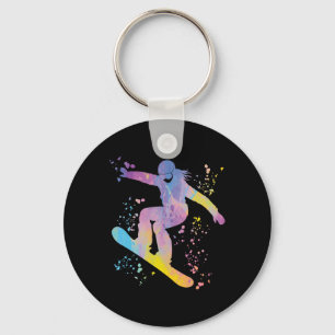 Snowboarder Colorful Snowboard Snowboarding &#;   Keychain