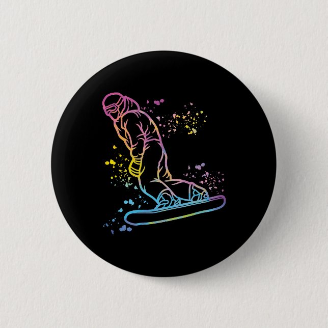 Snowboarder Colourful Snowboard Snowboarding 14  2 Inch Round Button (Front)