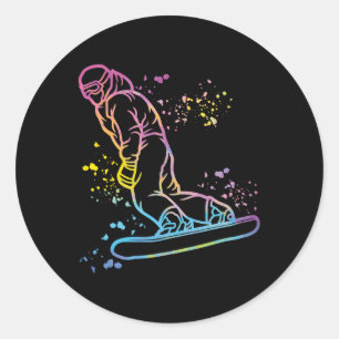 Snowboarder Colourful Snowboard Snowboarding 14 Classic Round Sticker