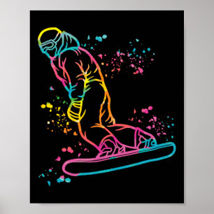 Snowboarder Colourful Snowboard Snowboarding 16 Poster