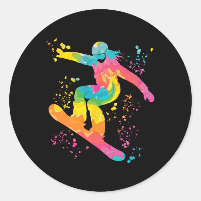 Snowboarder Colourful Snowboard Snowboarding 22  Classic Round Sticker (Front)