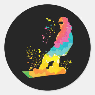 Snowboarder Colourful Snowboard Snowboarding 30 Classic Round Sticker