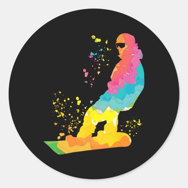 Snowboarder Colourful Snowboard Snowboarding 30  Classic Round Sticker (Front)