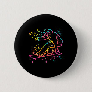 Snowboarder Colourful Snowboard Snowboarding 33 2 Inch Round Button