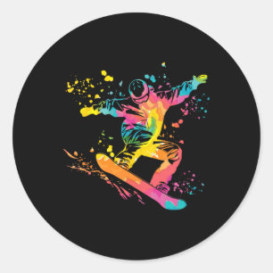 Snowboarder Colourful Snowboard Snowboarding 43 Classic Round Sticker