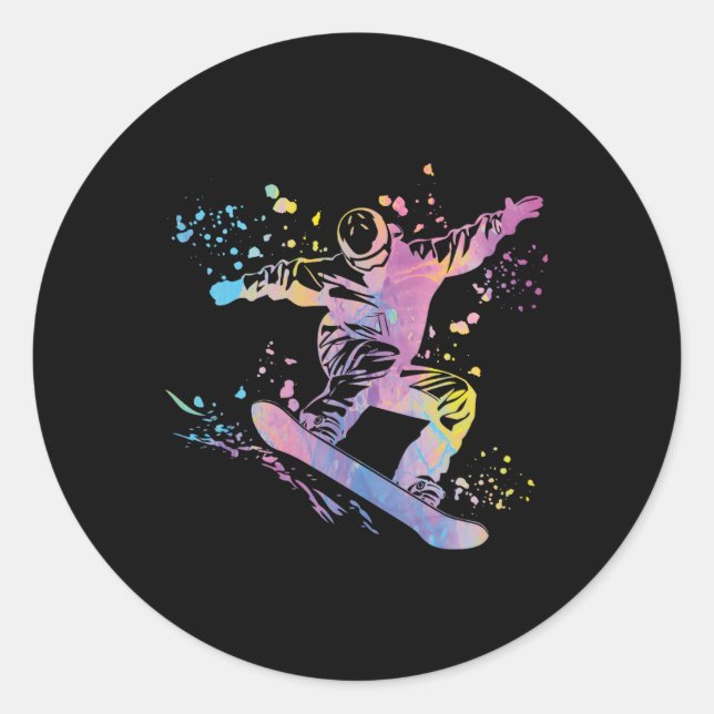 Snowboarder Colourful Snowboard Snowboarding 48  Classic Round Sticker (Front)