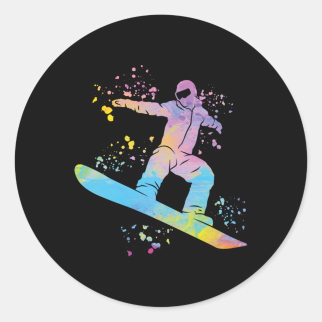 Snowboarder Colourful Snowboard Snowboarding 4  Classic Round Sticker (Front)