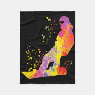Snowboarder Colourful Snowboard Snowboarding 6 Fleece Blanket