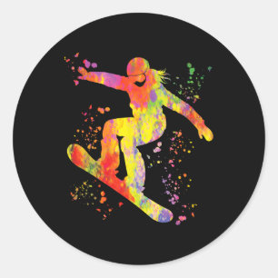 Snowboarder Colourful Snowboard Snowboarding 7  Classic Round Sticker