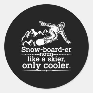 Snowboarder Definition Funny Snowboarding Winter S Classic Round Sticker