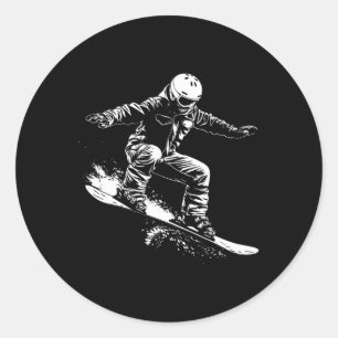 Snowboarder Drawing Snowboarding Slope 1  Classic Round Sticker