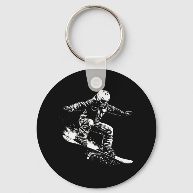 Snowboarder Drawing Snowboarding Slope 1  Keychain (Front)