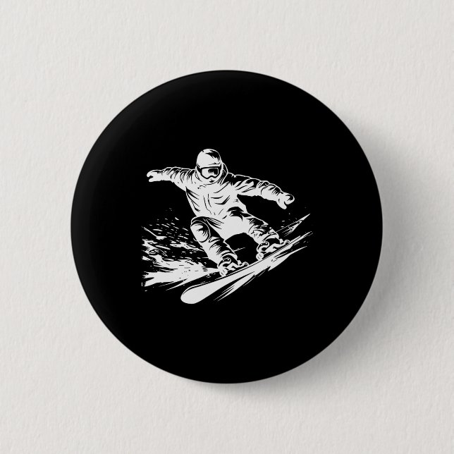 Snowboarder Drawing Snowboarding Slope  2 Inch Round Button (Front)