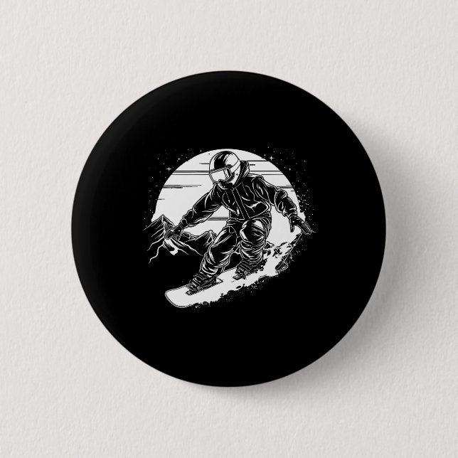 Snowboarder Drawing Snowboarding Slope 2  Inch Round Button (Front)
