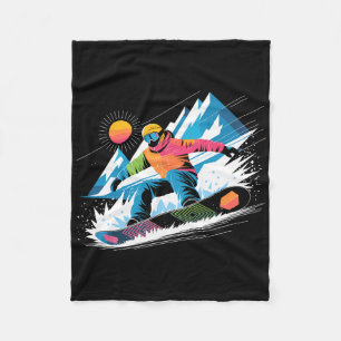 Snowboarder Explore The Slopes Snowboarding Lover  Fleece Blanket