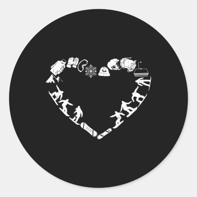 Snowboarder Freeriding Design. Ski Snowboard Snowb Classic Round Sticker (Front)