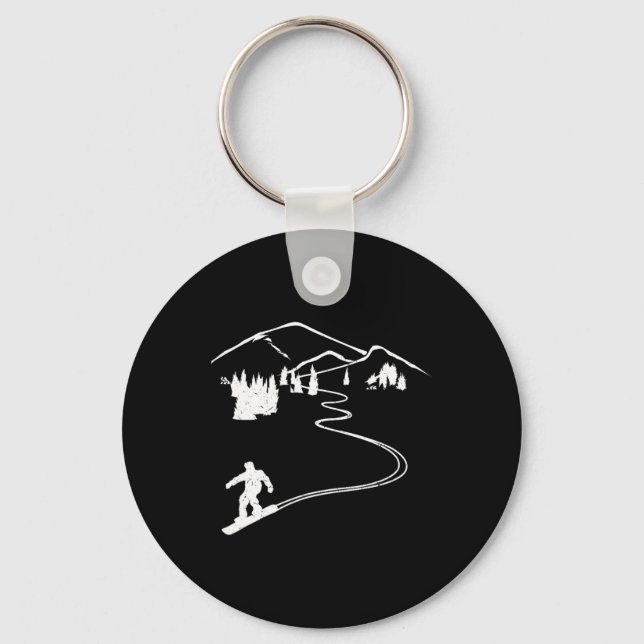 Snowboarder Freeriding Design Snowboard Apres Ski  Keychain (Front)