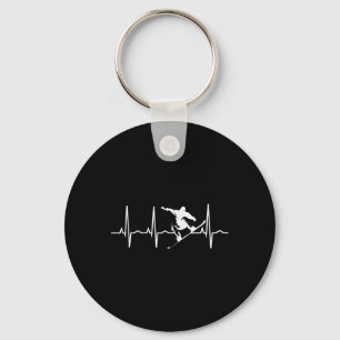 Snowboarder Gifts - Snowboarding Heartbeat T Shirt Keychain