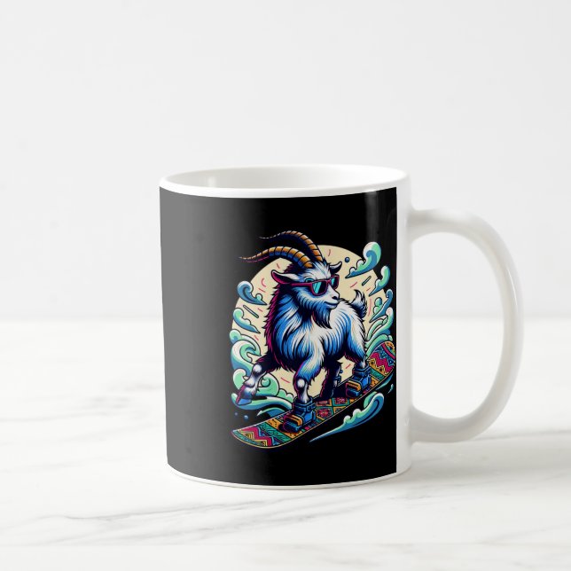 Snowboarder Goat Adventure In Snowy Mountains Desi Coffee Mug (Right)
