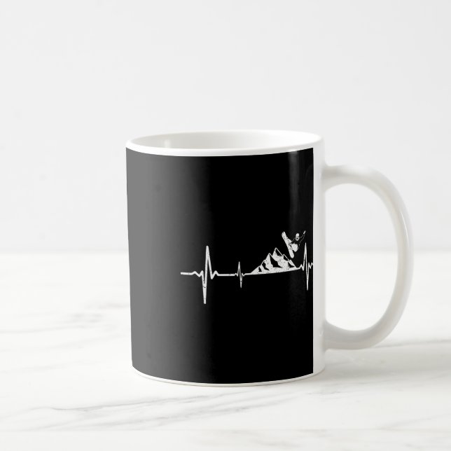 Snowboarder Heartbeat Mountain Pulse Snowboarding  Coffee Mug (Right)