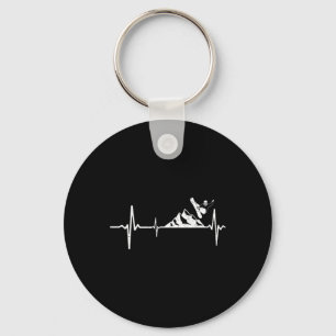 Snowboarder Heartbeat Mountain Pulse Snowboarding  Keychain