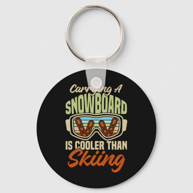 Snowboarder Helmet Gear Ski Slope Mountains Snowbo Keychain (Front)