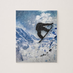 Snowboarder In Flight Jigsaw Puzzle