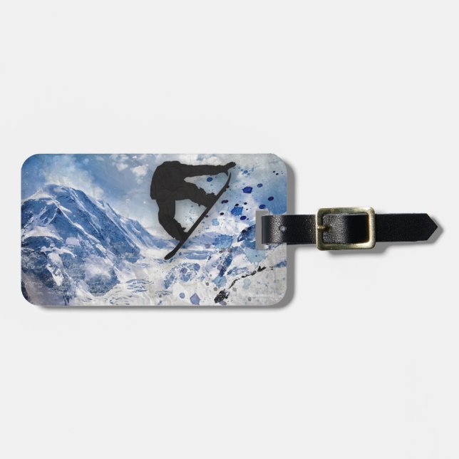 Snowboarder In Flight Luggage Tag (Front Horizontal)