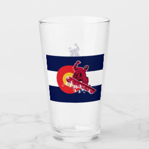 Snowboarder in the Colorado Flag Glass