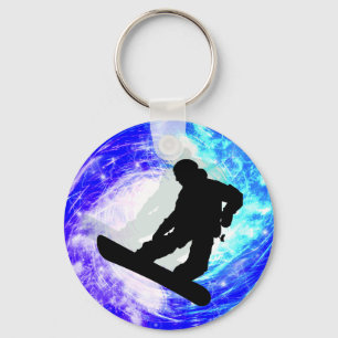 Snowboarder in Whiteout Keychain