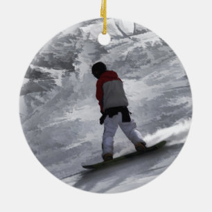 Snowboarder "just cruisin'" Winter Sports Gift Ceramic Ornament