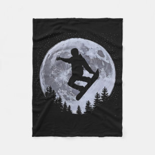Snowboarder Moon Snowboarding Freestyle Pro Snowbo Fleece Blanket