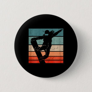 Snowboarder Mountains Ski Slope Retro Snowboarding 2 Inch Round Button