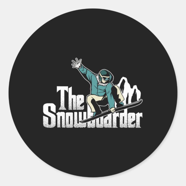 Snowboarder Mountains Winter Extreme Sports Snowbo Classic Round Sticker (Front)
