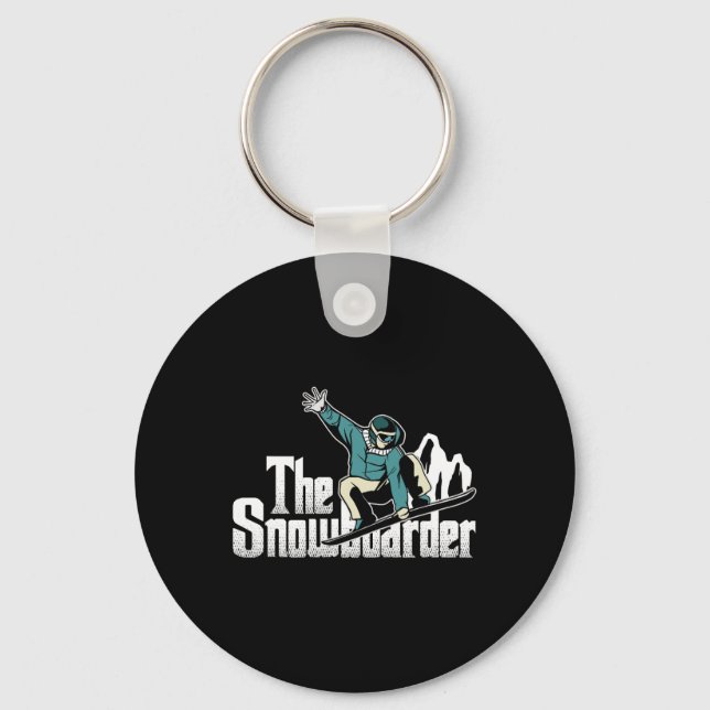 Snowboarder Mountains Winter Extreme Sports Snowbo Keychain (Front)