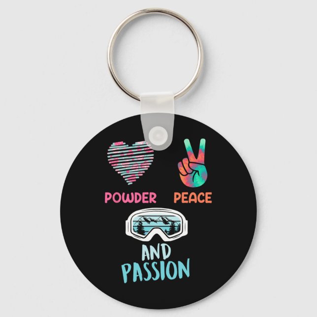 Snowboarder Powder Peace And Pion Funny Girls  Keychain (Front)