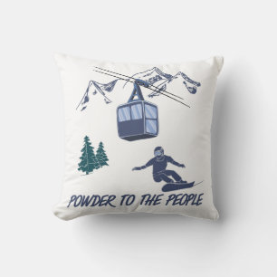 Snowboarder Power to The People Ski Resort Throw Pillow