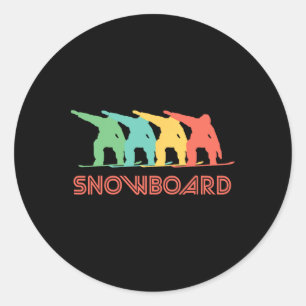Snowboarder Retro Pop Art Snowboarding Graphic  Classic Round Sticker