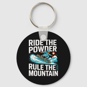 Snowboarder Ride The Powder Rule The Mountain Snow Keychain