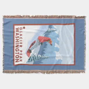 Snowboarder Scene - Glacier Peak, Washington Throw Blanket