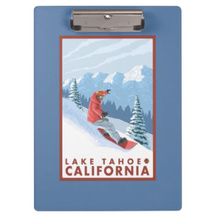 Snowboarder Scene - Lake Tahoe, California Clipboard