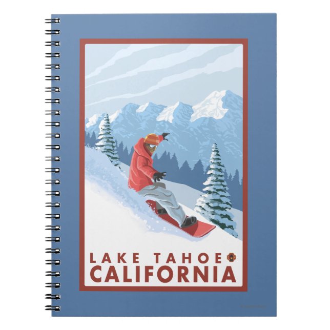 Snowboarder Scene - Lake Tahoe, California Notebook (Front)