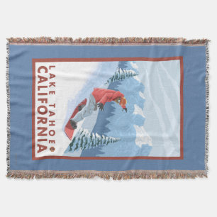 Snowboarder Scene - Lake Tahoe, California Throw Blanket