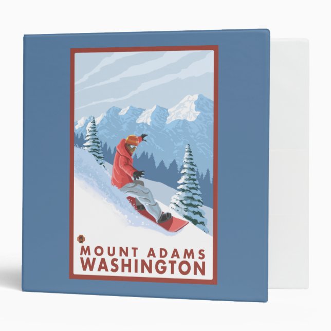 Snowboarder Scene - Mount Adams, Washington Binder (Front/Inside)