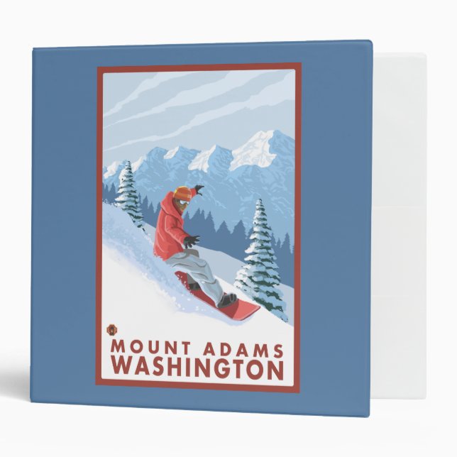 Snowboarder Scene - Mount Adams, Washington Binder (Front/Inside)